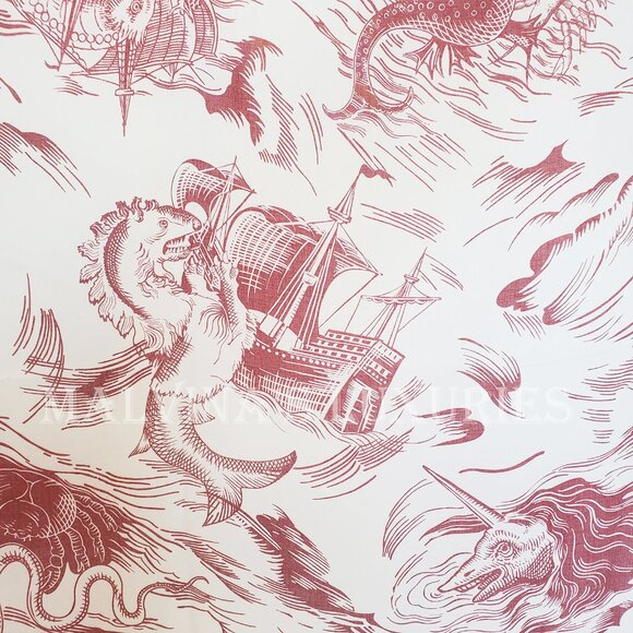 GUCCI SCARF 463508 DISNEY SEA STORM PRINT RED WHITE MODAL SILK SQUARE 55" - Picture 4 of 16